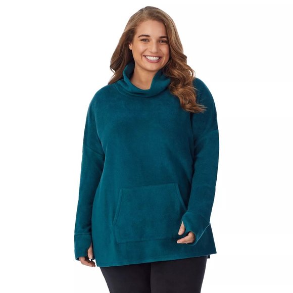 Cuddl Duds Tops - NWT- Soft! Women’s Plus Cuddl Duds LS Tunic with Thumbholes, Hunter